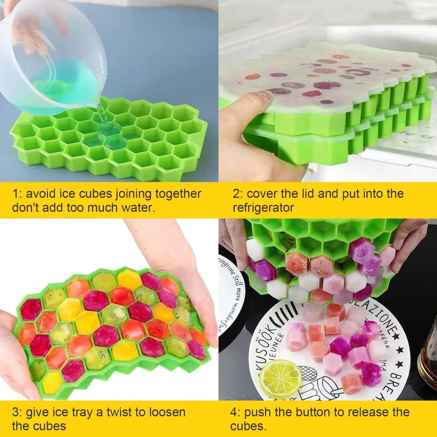 HexaChill 37-Cell Silicone Ice Cube Tray