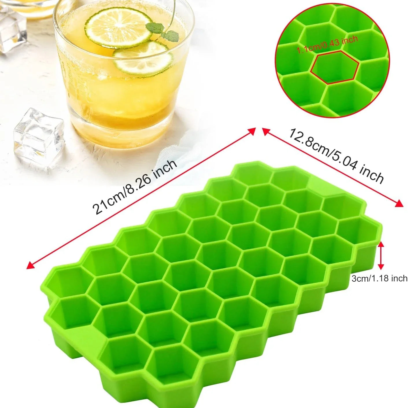 HexaChill 37-Cell Silicone Ice Cube Tray