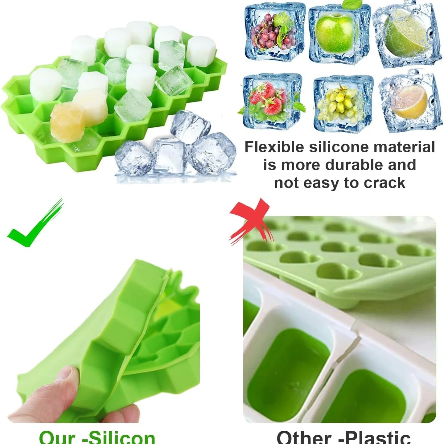 HexaChill 37-Cell Silicone Ice Cube Tray