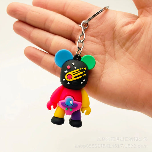 AstroPop Bear Keychain – Neon Space Series (6 Styles)