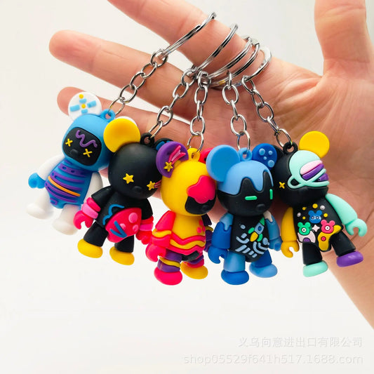 AstroPop Bear Keychain – Neon Space Series (6 Styles)
